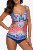 Sunset and Swim Printed Adjustable Strap Tankini Set