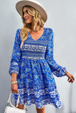 V-Neck Balloon Sleeve Dress