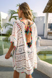 Contrast Tied Open Back Boho Swimsuit Cover Up