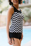 Hannah Plus Size Chevron Print Ruched Fuller Bust Tankini Set