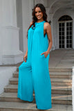 Double Take Full Size Tie Back Cutout Sleeveless Jumpsuit