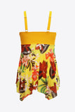 Plus Size Floral Two-Tone Asymmetrical Hem Two-Piece Tankini