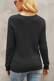 Elegant Patchwork Hollowed Out Contrast O Neck Tops Sweater