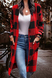 Elegant Plaid Striped Pocket Cardigan Collar Outerwear(4 Colors)