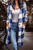 Elegant Plaid Striped Pocket Cardigan Collar Outerwear(4 Colors)