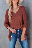 Solid Color V Neck Sweaters