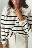 Sportswear Striped Patchwork O Neck Sweaters(3 Colors)