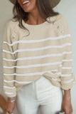 Sportswear Striped Patchwork O Neck Sweaters(3 Colors)