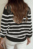 Sportswear Striped Patchwork O Neck Sweaters(3 Colors)