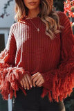 Solid Tassel O Neck Sweaters(4 Colors)