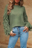 Solid Tassel O Neck Sweaters(4 Colors)