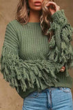 Solid Tassel O Neck Sweaters(4 Colors)