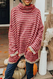 Striped Pocket Turtleneck Sweaters(4 Colors)