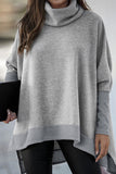 Solid Patchwork Turtleneck Tops(6 Colors)