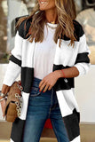 Striped Patchwork Cardigan Collar Tops