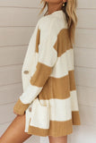 Striped Patchwork Contrast Cardigan Collar Cardigans(3 Colors)