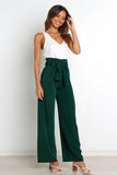 Solid Color With Belt Wide Leg Long Pants