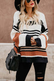 Paneled Knitted Striped Sweater