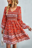 V-Neck Balloon Sleeve Dress