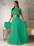 2 Piece Boho Off Shoulder Crop Top+Pleated Skirts Sets Loveclb