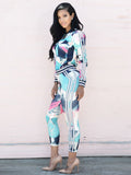 2 Piece Floral Print Jackets+Pants Sets Tracksuits Loveclb