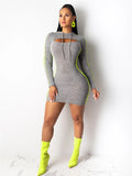 2 Pieces Hooded Cut Out Bodycon Mini Dresses Loveclb