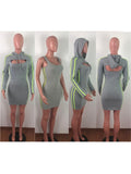 2 Pieces Hooded Cut Out Bodycon Mini Dresses Loveclb