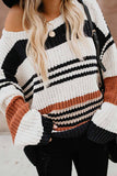 Paneled Knitted Striped Sweater