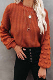 Cute Solid Color Knitted Crew Neck Sweater