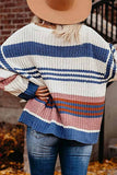 Paneled Knitted Striped Sweater