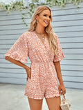 Leopard Ruffled Surplice Romper Playsuit