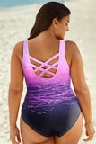 Plus Size Tie-Dye Crisscross Back One-Piece Swimsuit Plus Size