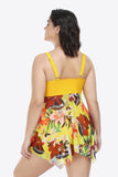 Plus Size Floral Two-Tone Asymmetrical Hem Two-Piece Tankini