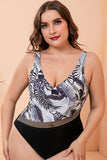 Plus Size Two-Tone Plunge One-Piece DD+ Swimsuit