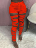 Bandage Cut Out High Waist Bodycon Pants Loveclb