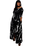 Casual Off Shoulder Irregular Tie Dye Maxi Dress Loveclb