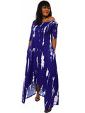 Casual Off Shoulder Irregular Tie Dye Maxi Dress Loveclb