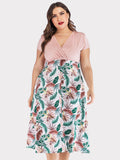 Color Block Floral Printed Dress Loveclb