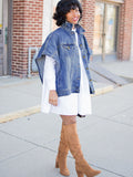 Denim Asymmetrical Loose Jackets Loveclb