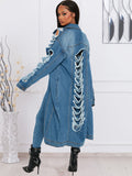 Denim Long Sleeve Ripped Bodycon Coats Loveclb