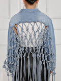 Denim Long Sleeves Tassels Short Coats Loveclb