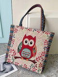 Embroidered Owl Floral Print Shoulder Bag Loveclb