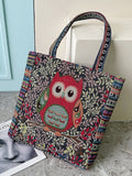 Embroidered Owl Floral Print Shoulder Bag Loveclb
