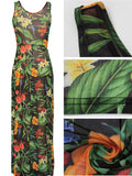 Floral Print Mesh Split Maxi Dresses Cover up Loveclb