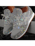 Glitter Round Toe Sequined Sneakers Loveclb