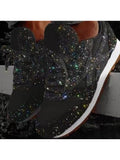 Glitter Round Toe Sequined Sneakers Loveclb