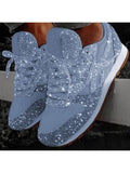 Glitter Round Toe Sequined Sneakers Loveclb