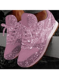 Glitter Round Toe Sequined Sneakers Loveclb