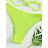 Sexy Neon 3 Piece Bikini Set With Cover Up Hoodie Crop Top