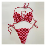 Sunset Goddess Multi Color Checkered Crochet Bikini